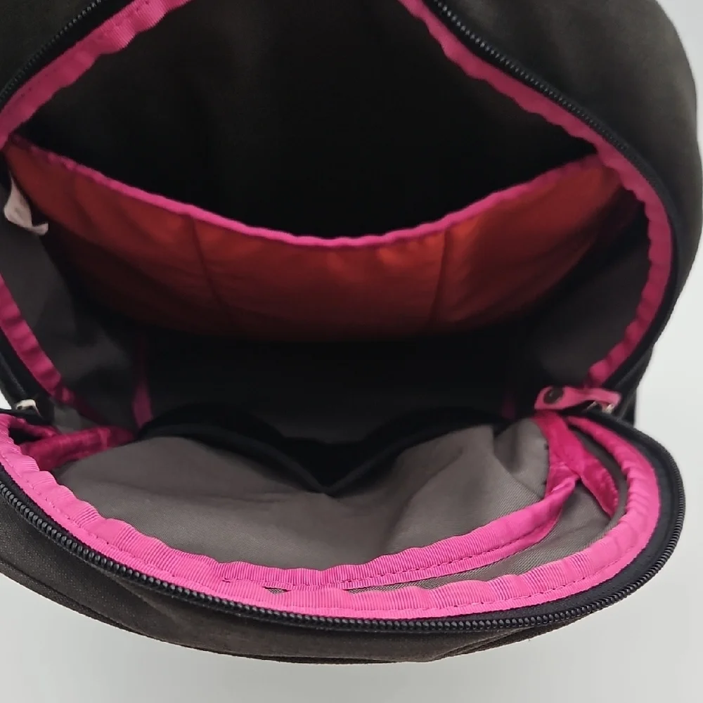 REI Dark Green Gray Tone Backpack with Pink Zipper Pulls